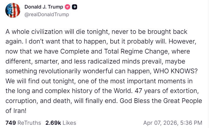 When “A Civilization Will Die Tonight” Becomes Presidential Language, Something Has Broken